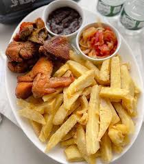 Yam Chips | Oven Grilled Chicken | Fish